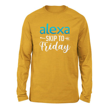 Alexa, Skip To Friday Men/Unisex Drop Shoulder Sweatshirt in Heather Mustard color
